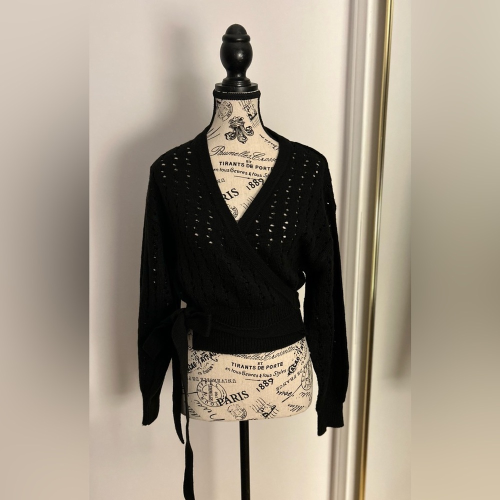 H&M Black Wrap Sweater